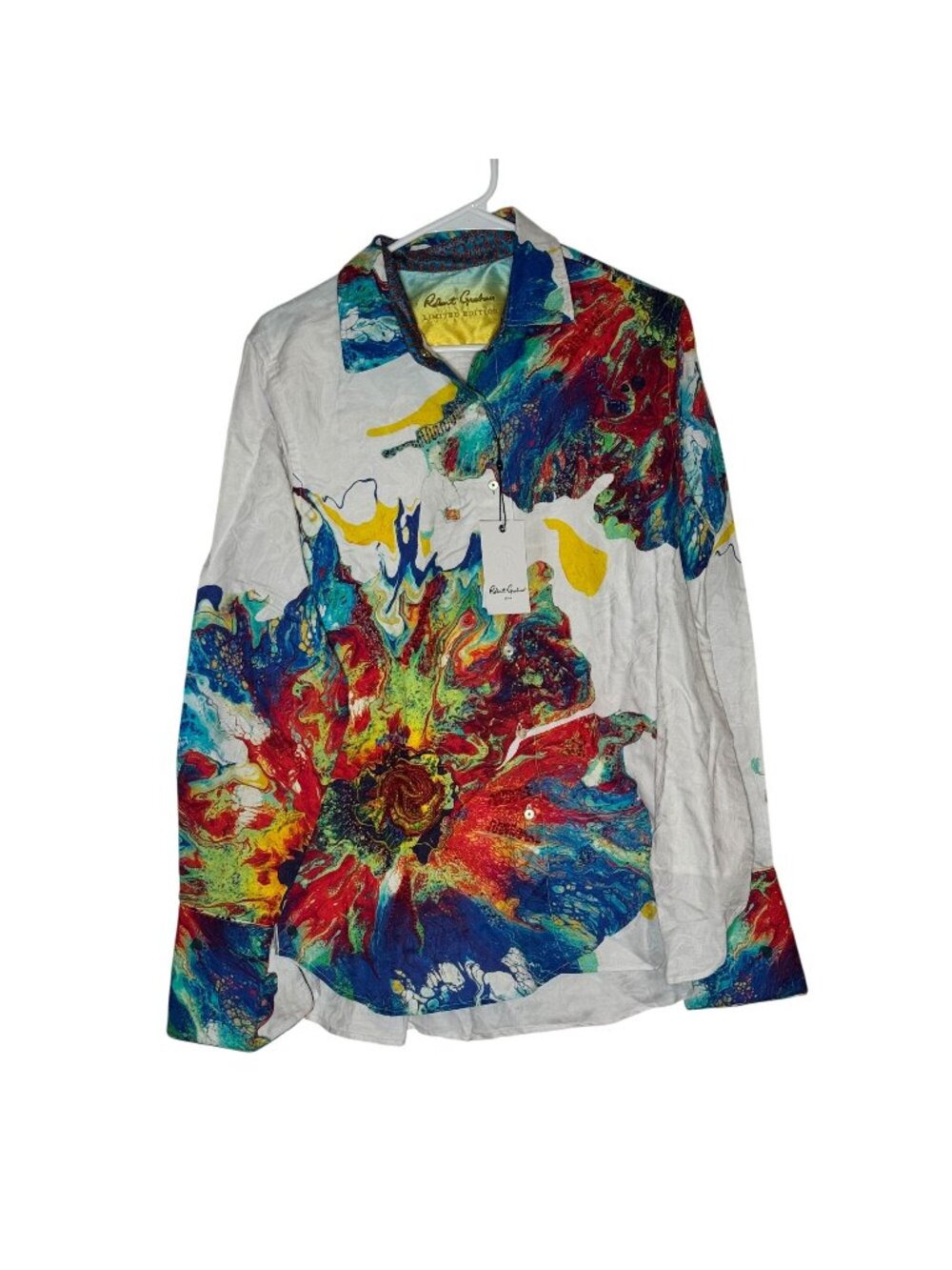 Robert Graham Explosive Poppy Embroidered Beaded Shirt Size XL NWT